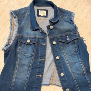 Denim Vest with Frayed Edges